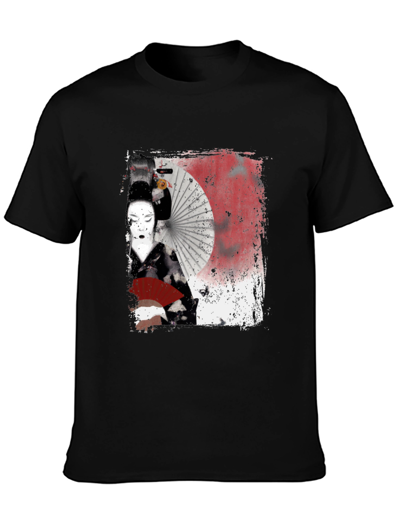 Geisha Graphic Print Black T-Shirt