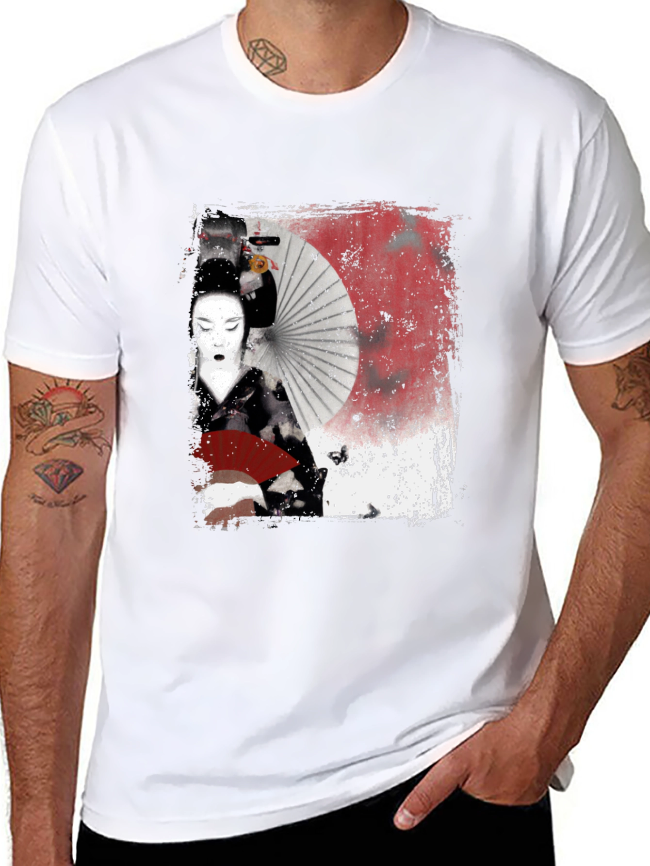 Geisha Graphic Print Black T-Shirt
