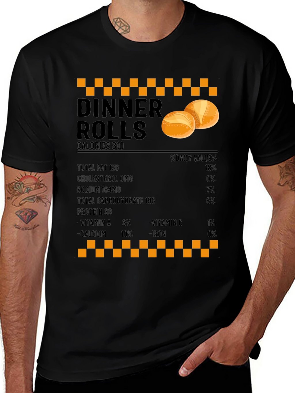 Dinner Rolls Nutrition Facts T-Shirt - Foodie Gift