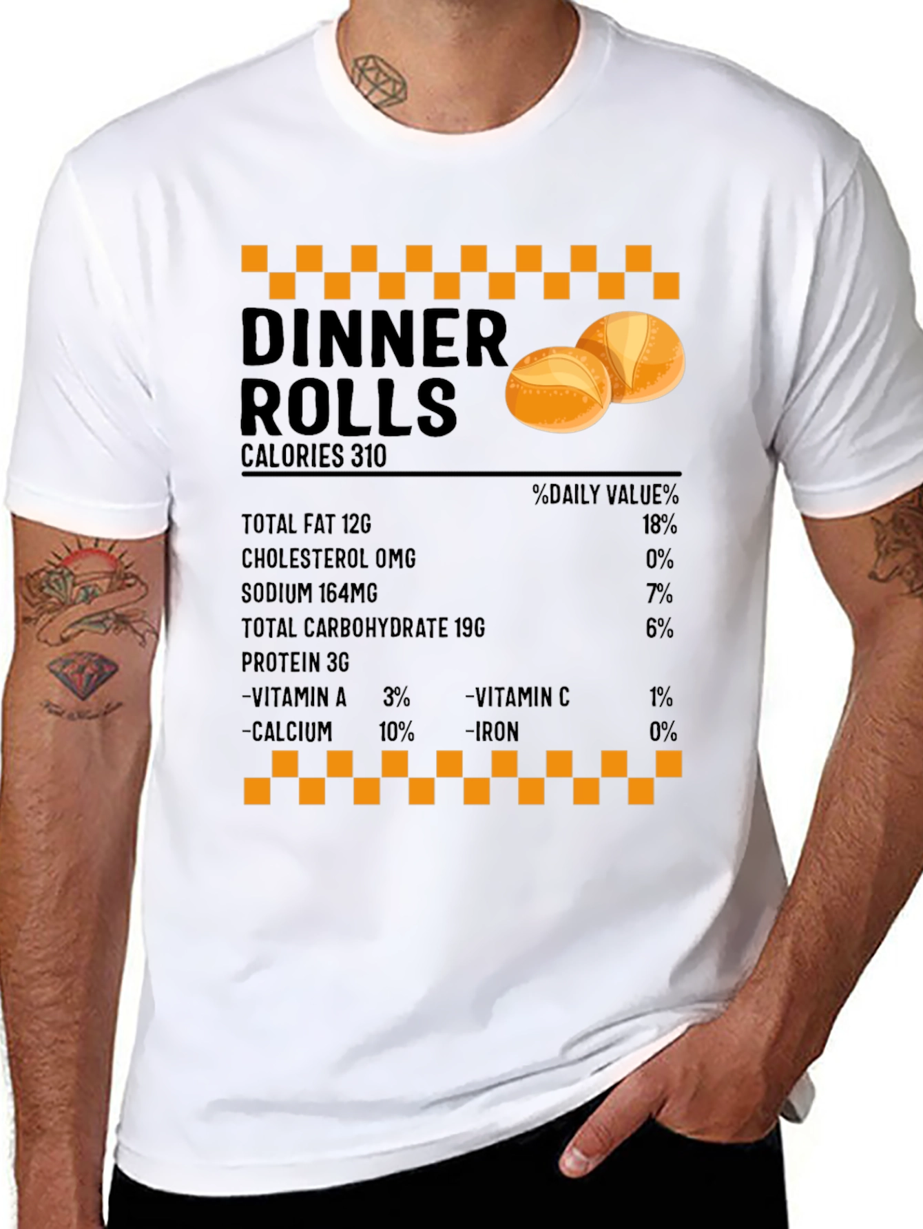 Dinner Rolls Nutrition Facts T-Shirt - Foodie Gift