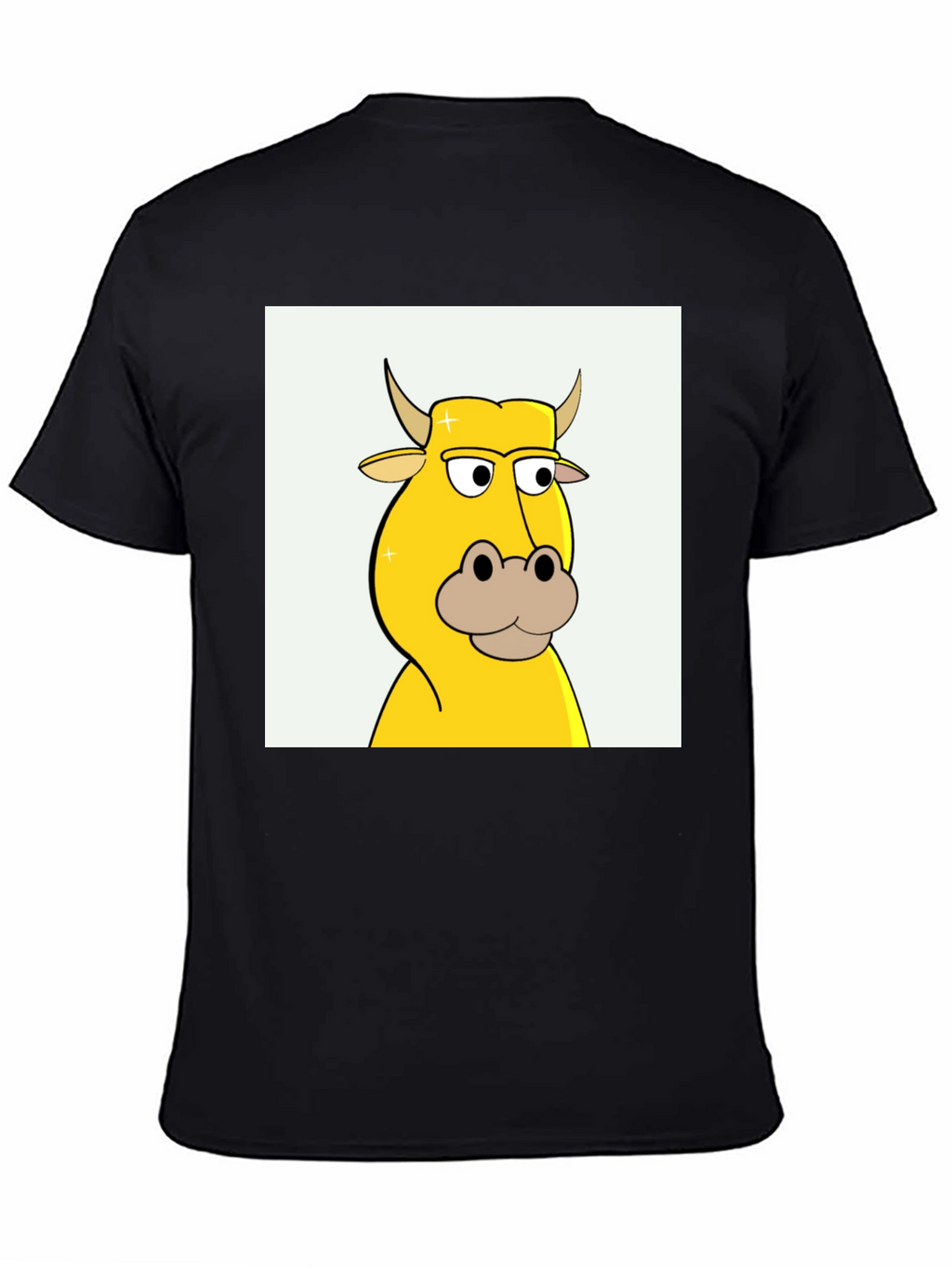 Cartoon Cow Graphic Tee - Black