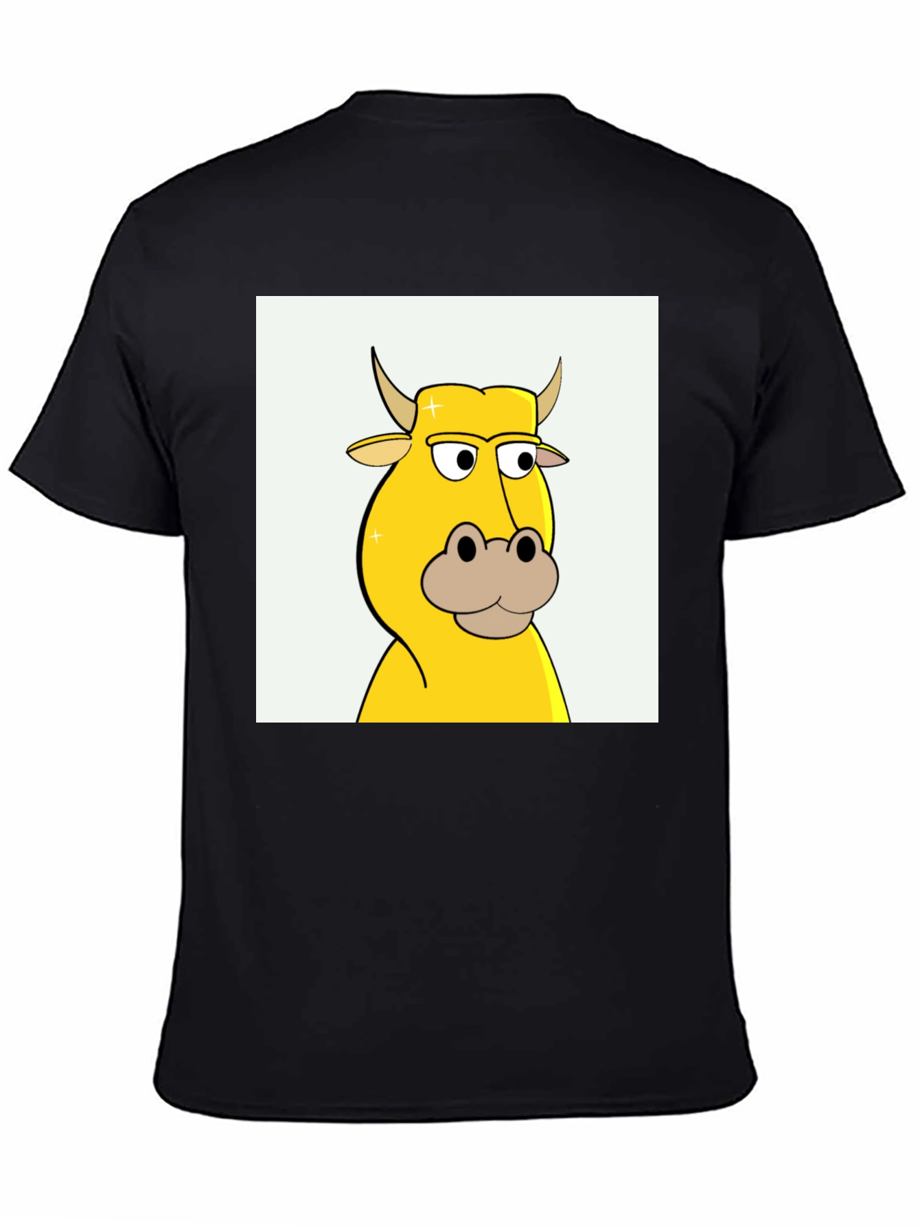 Cartoon Cow Graphic Tee - Black