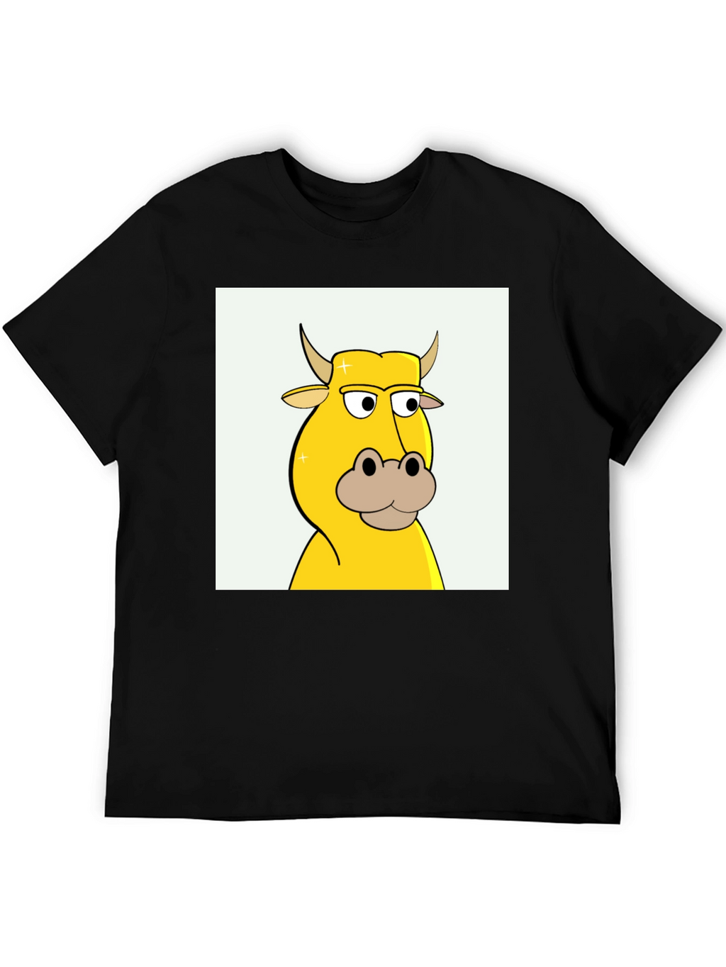 Cartoon Cow Graphic Tee - Black