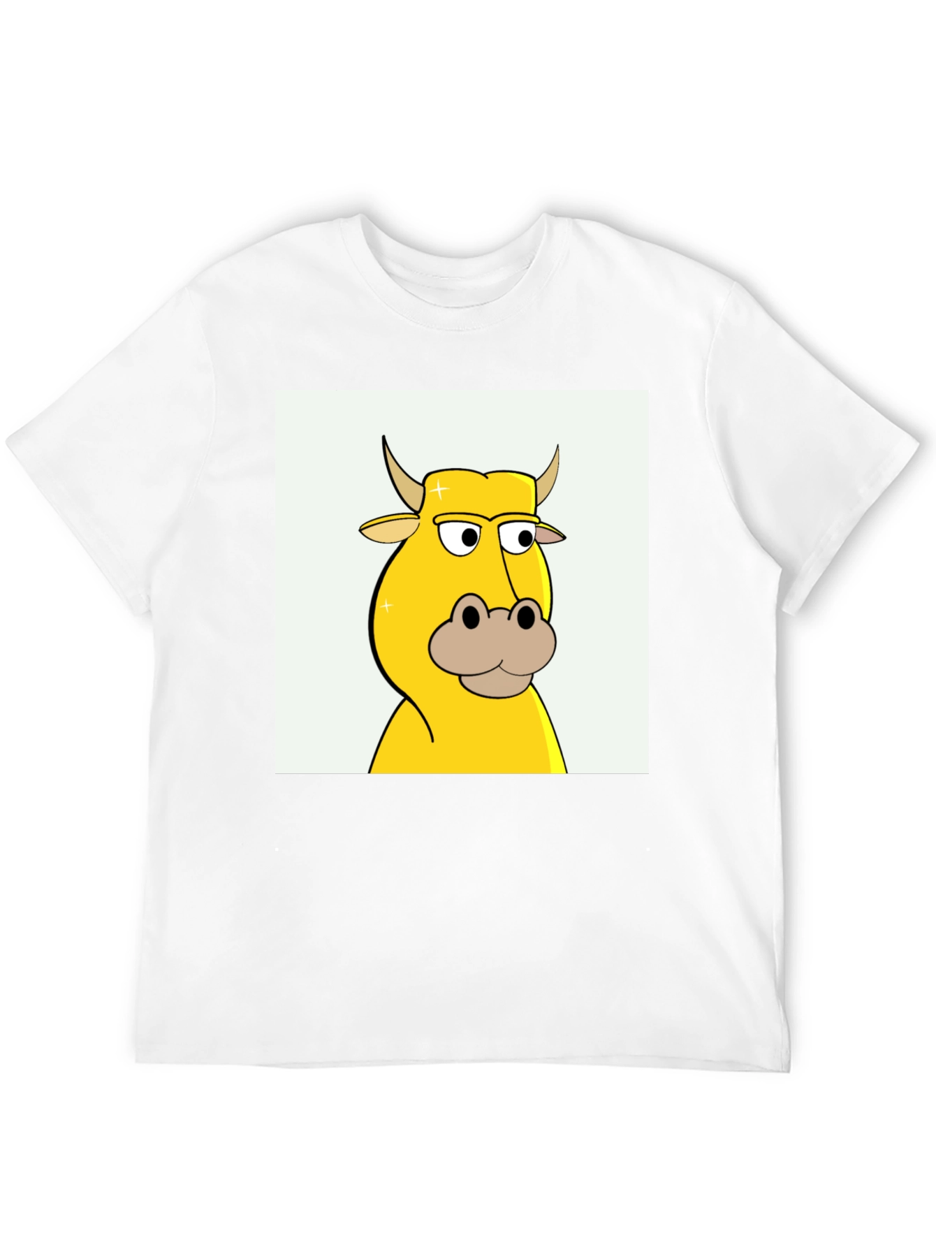 Cartoon Cow Graphic Tee - Black