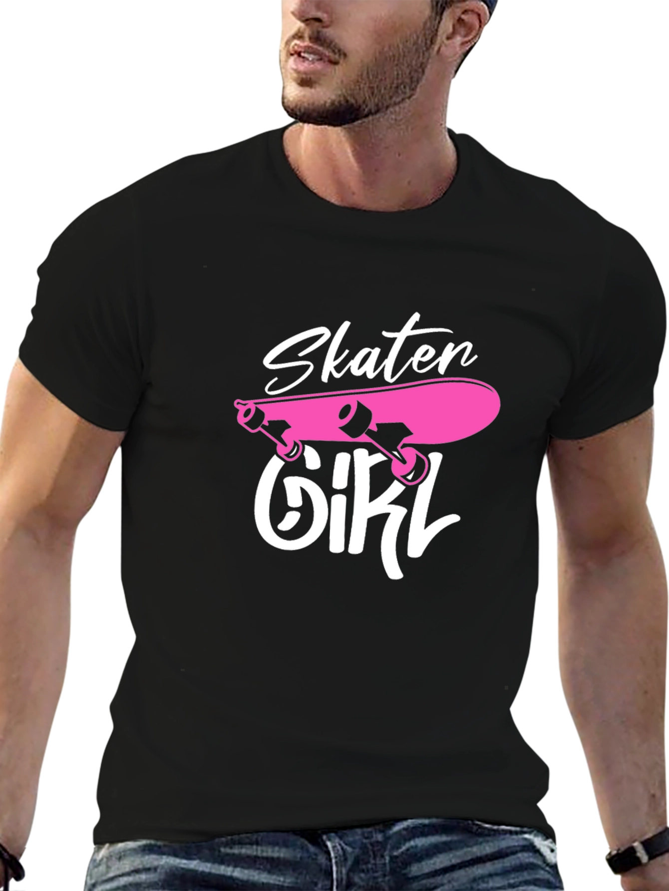 Skater Girl Graphic T-Shirt - Black Cotton Tee