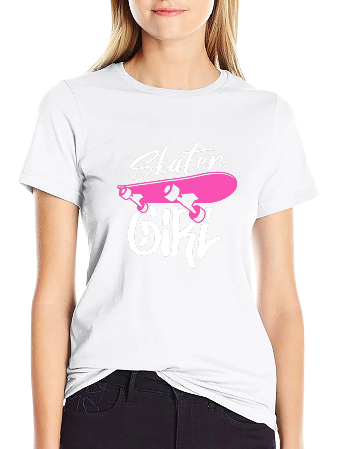Skater Girl Graphic T-Shirt - Black Cotton Tee