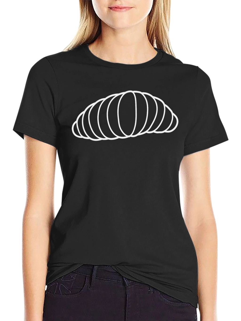 Croissant Outline T-Shirt - Unisex Black