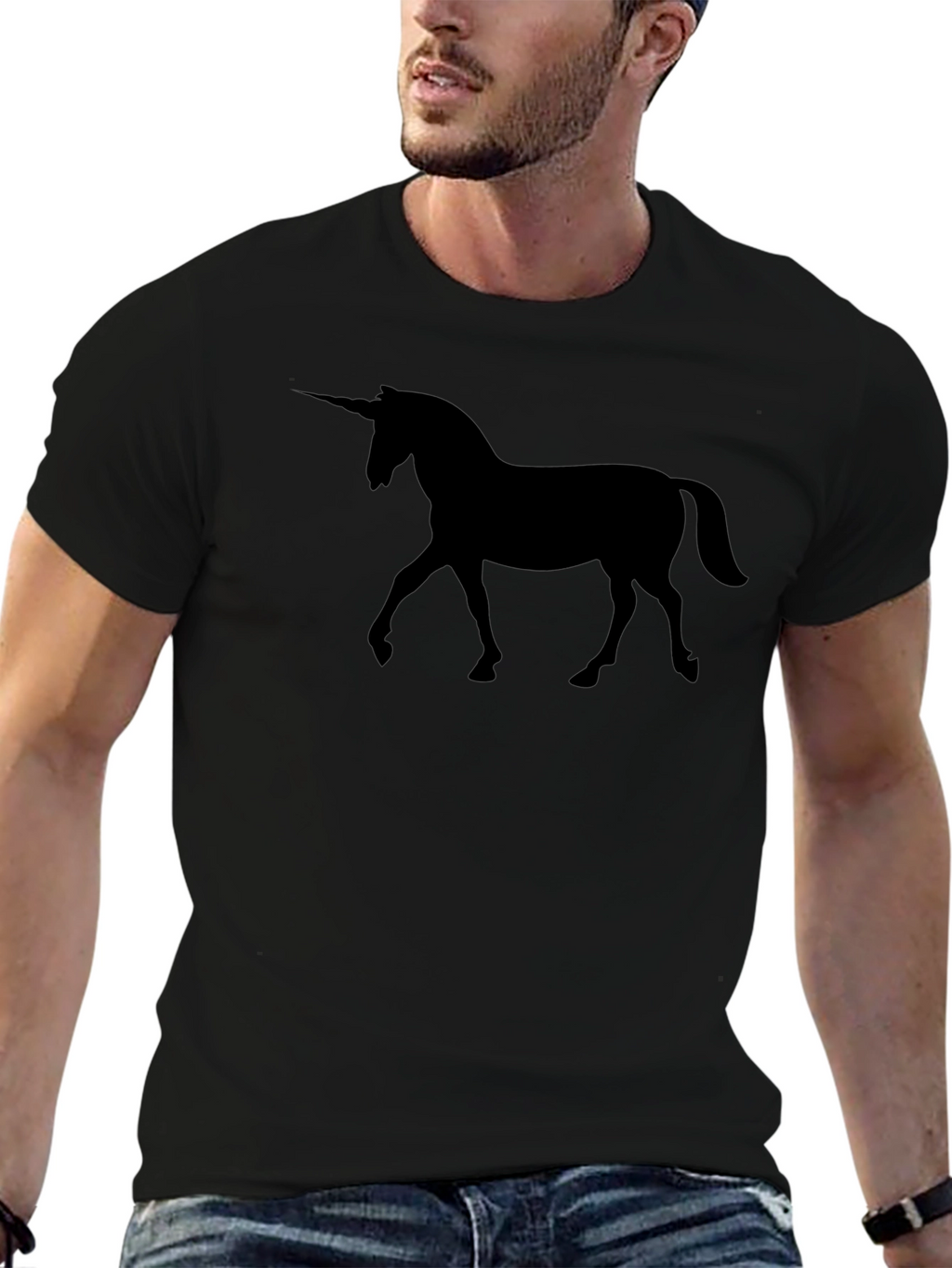 Unicorn Silhouette Graphic Black T-Shirt