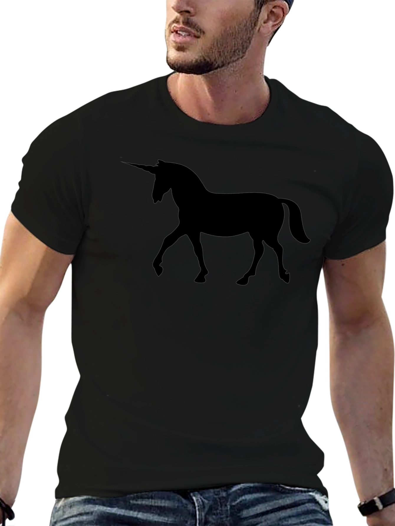 Unicorn Silhouette Graphic Black T-Shirt