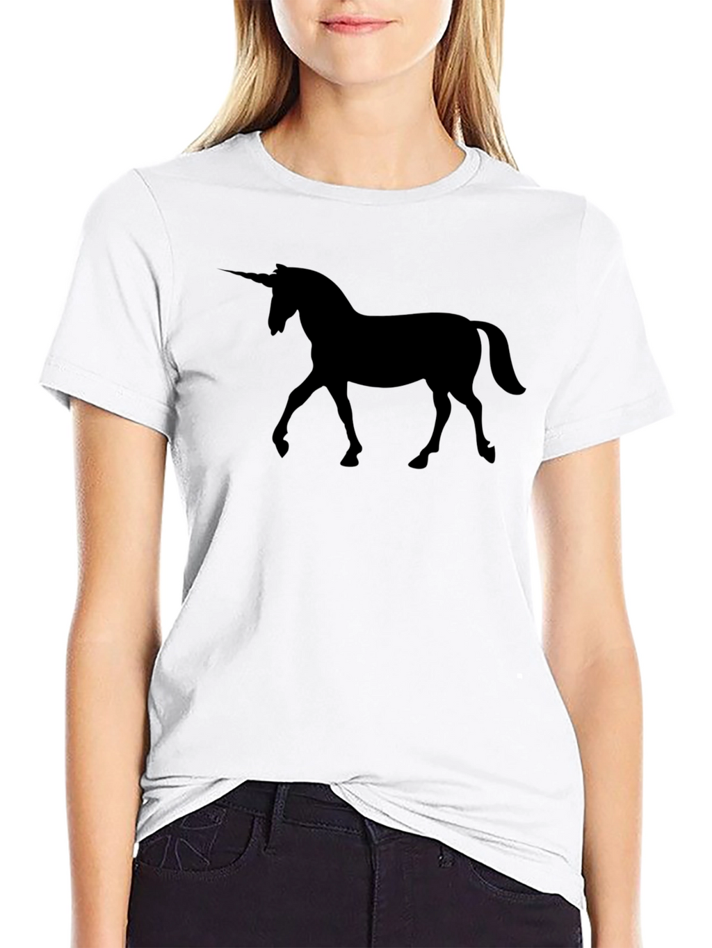 Unicorn Silhouette Graphic Black T-Shirt