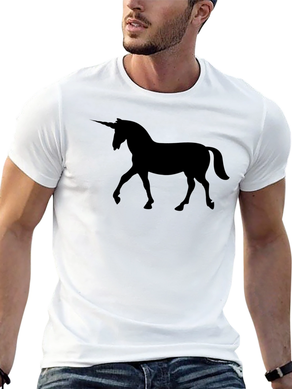 Unicorn Silhouette Graphic Black T-Shirt