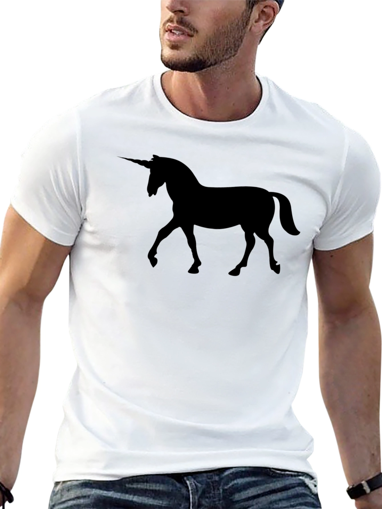 Unicorn Silhouette Graphic Black T-Shirt