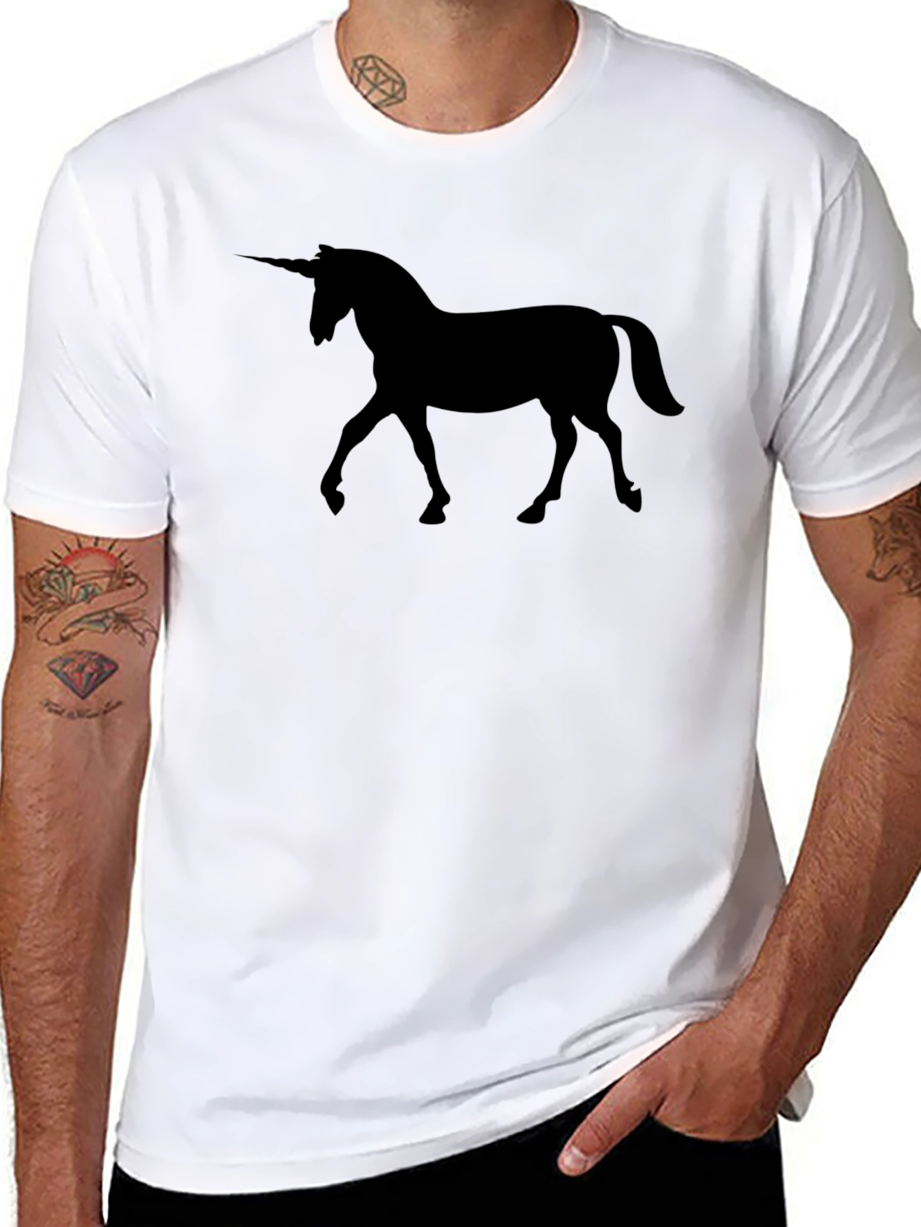 Unicorn Silhouette Graphic Black T-Shirt