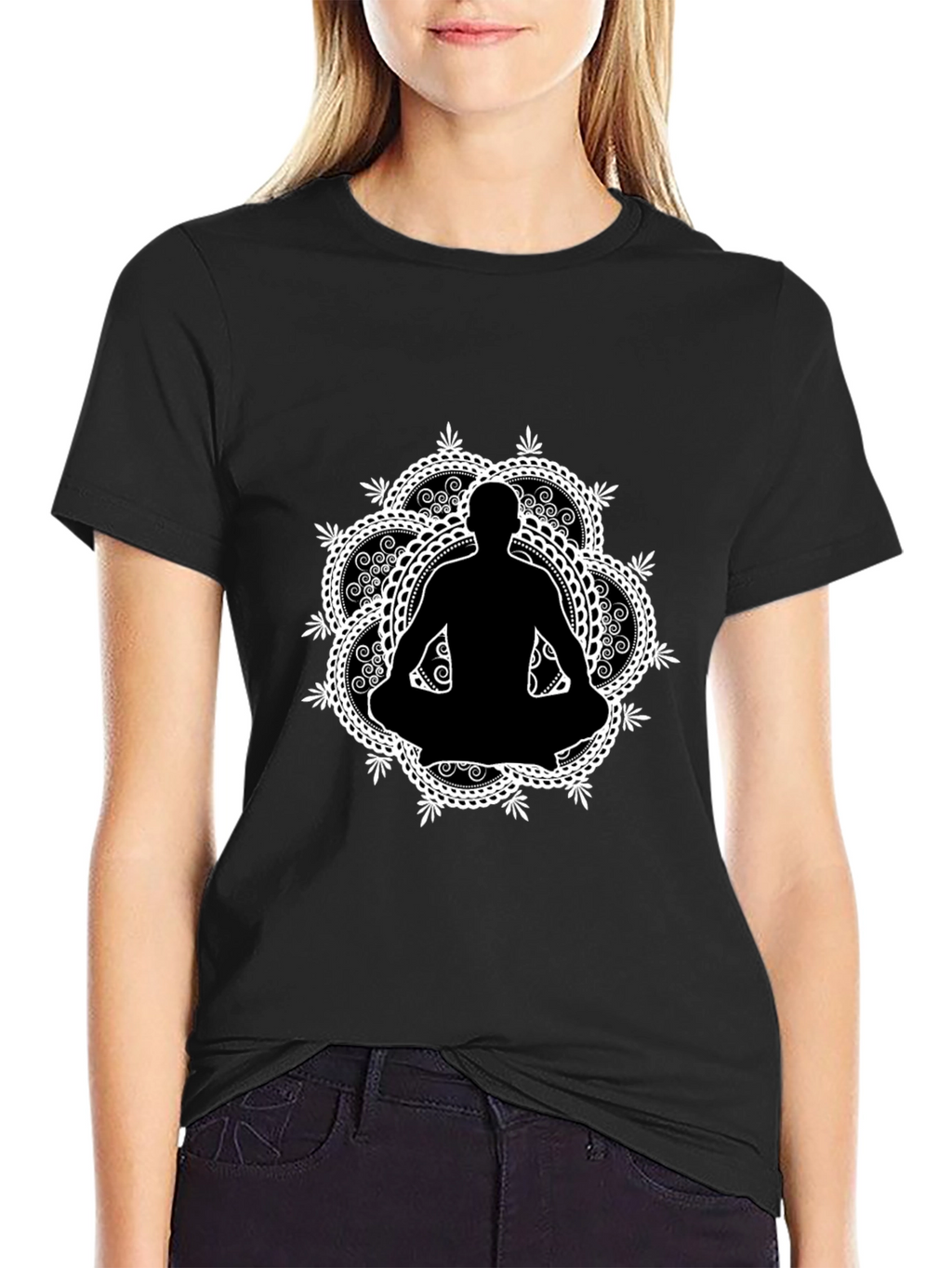 Meditative Mandala T-Shirt - Black Yoga Tee