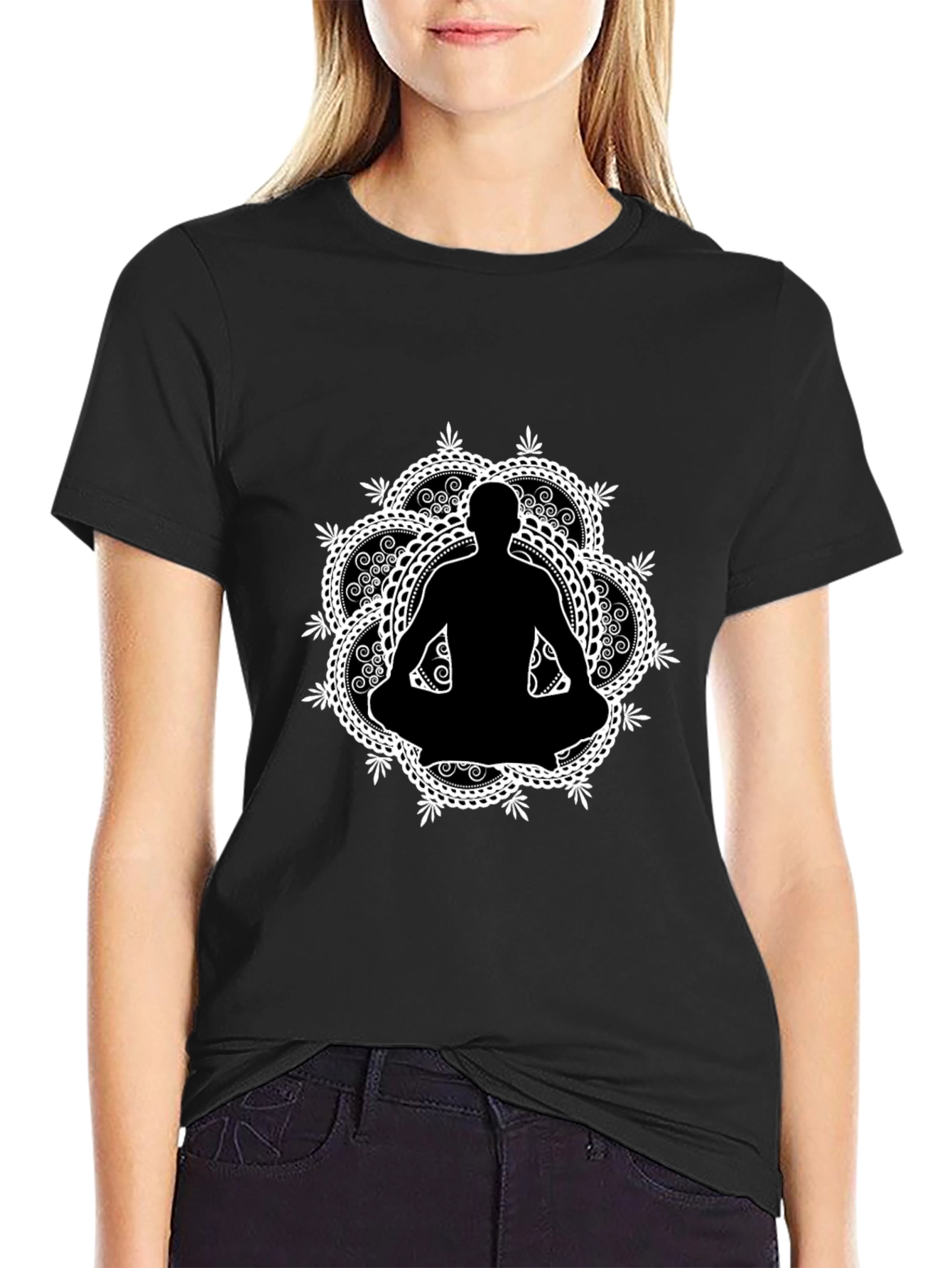 Meditative Mandala T-Shirt - Black Yoga Tee