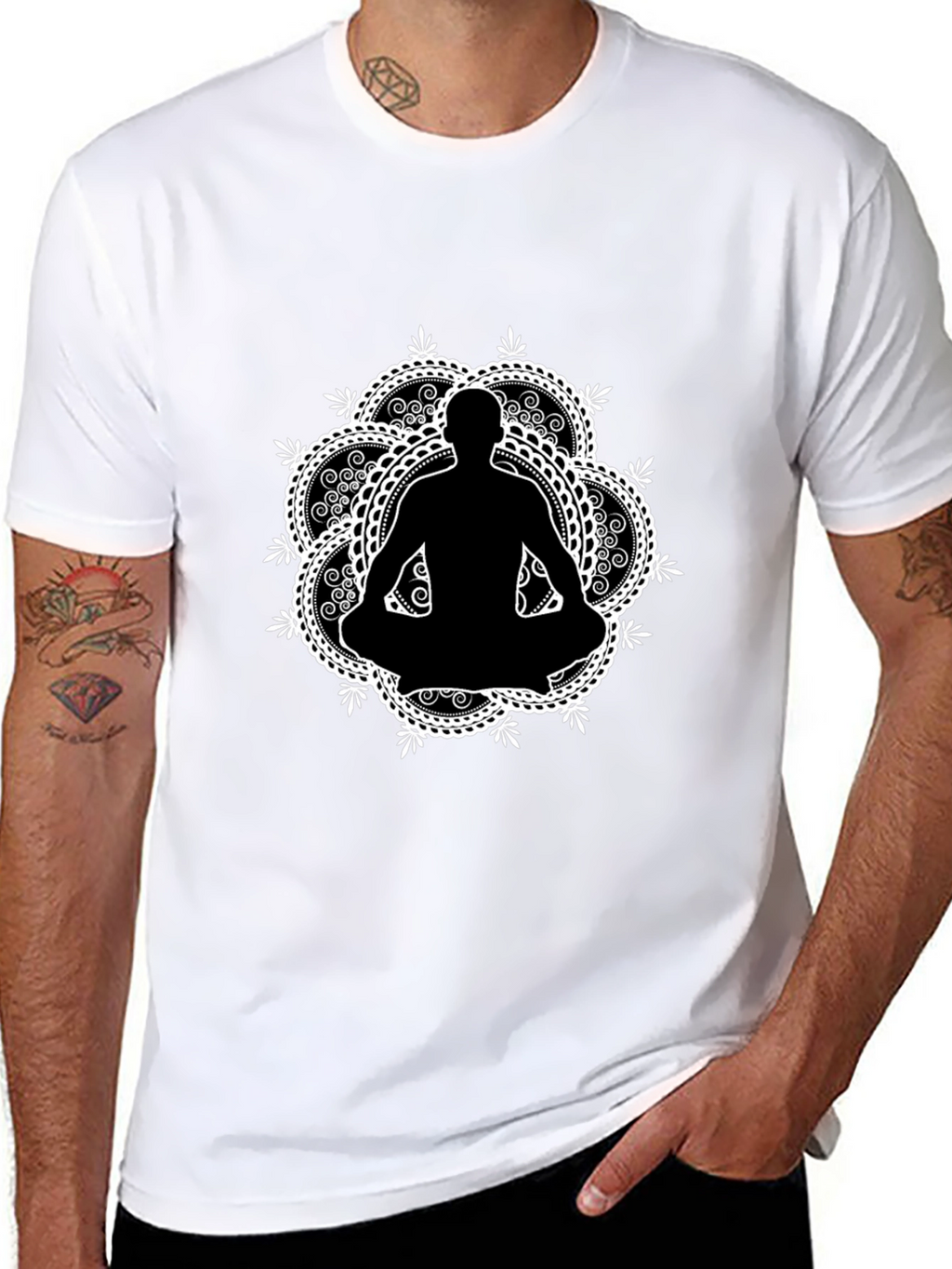 Meditative Mandala T-Shirt - Black Yoga Tee