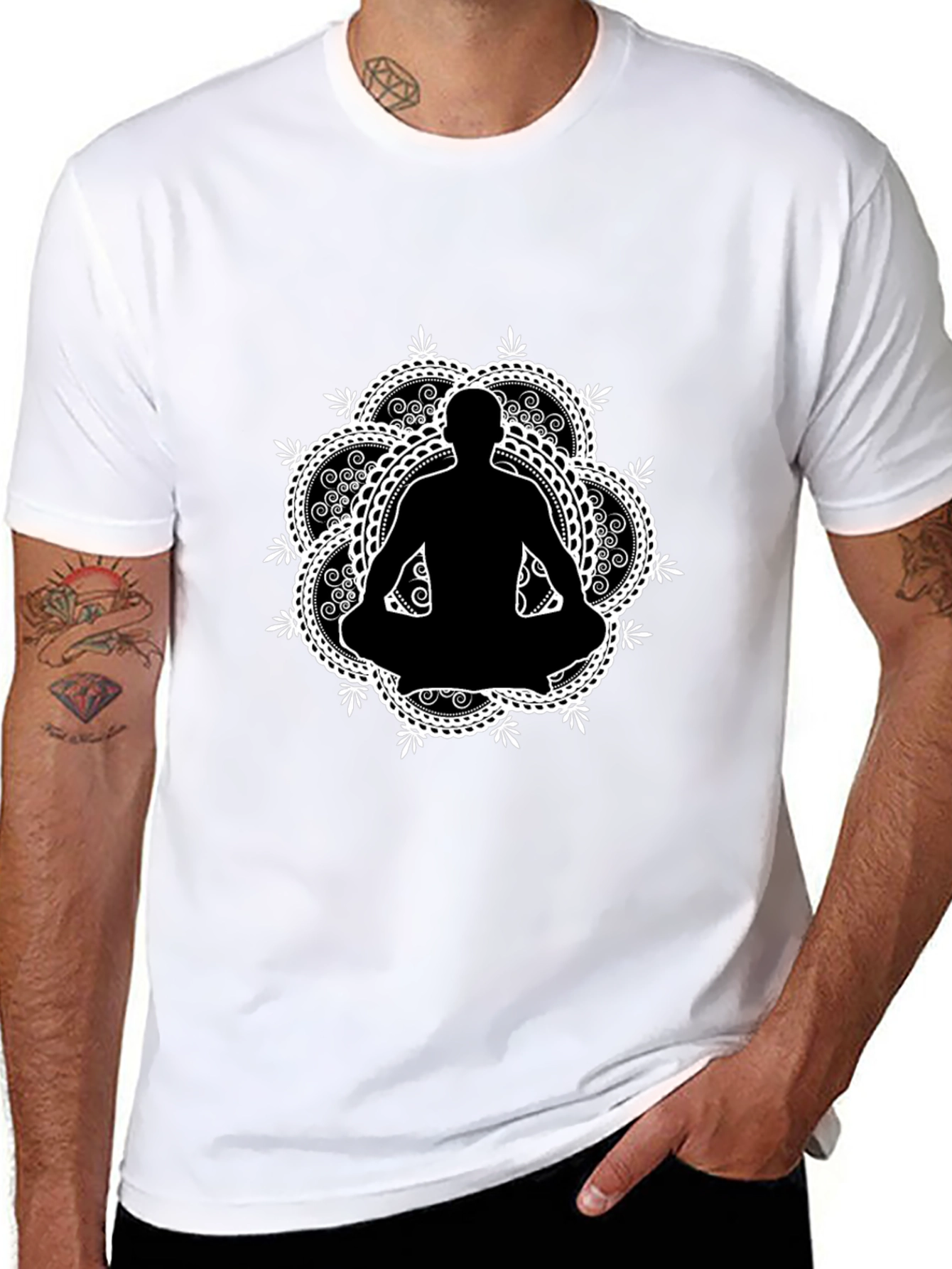 Meditative Mandala T-Shirt - Black Yoga Tee