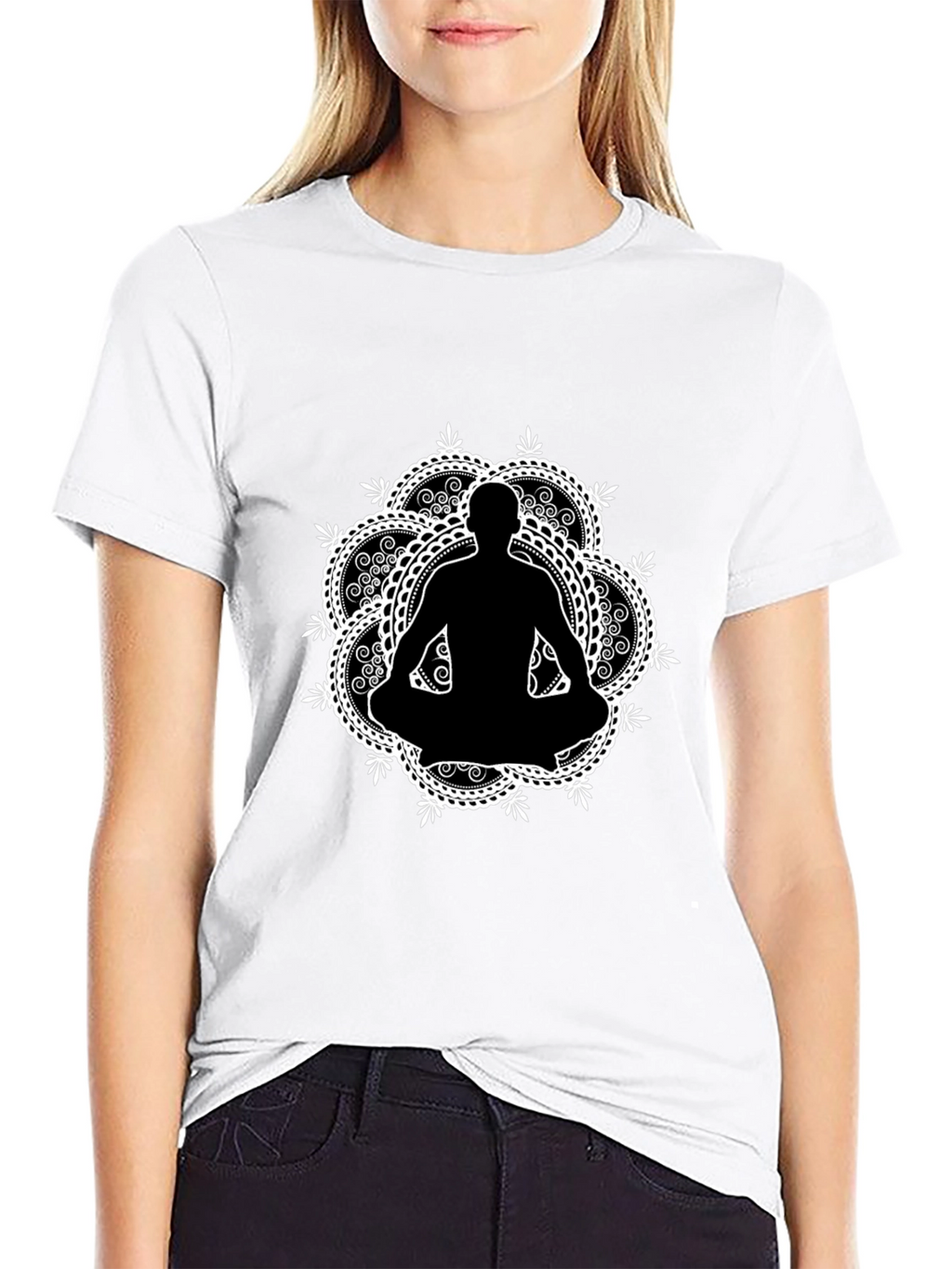 Meditative Mandala T-Shirt - Black Yoga Tee