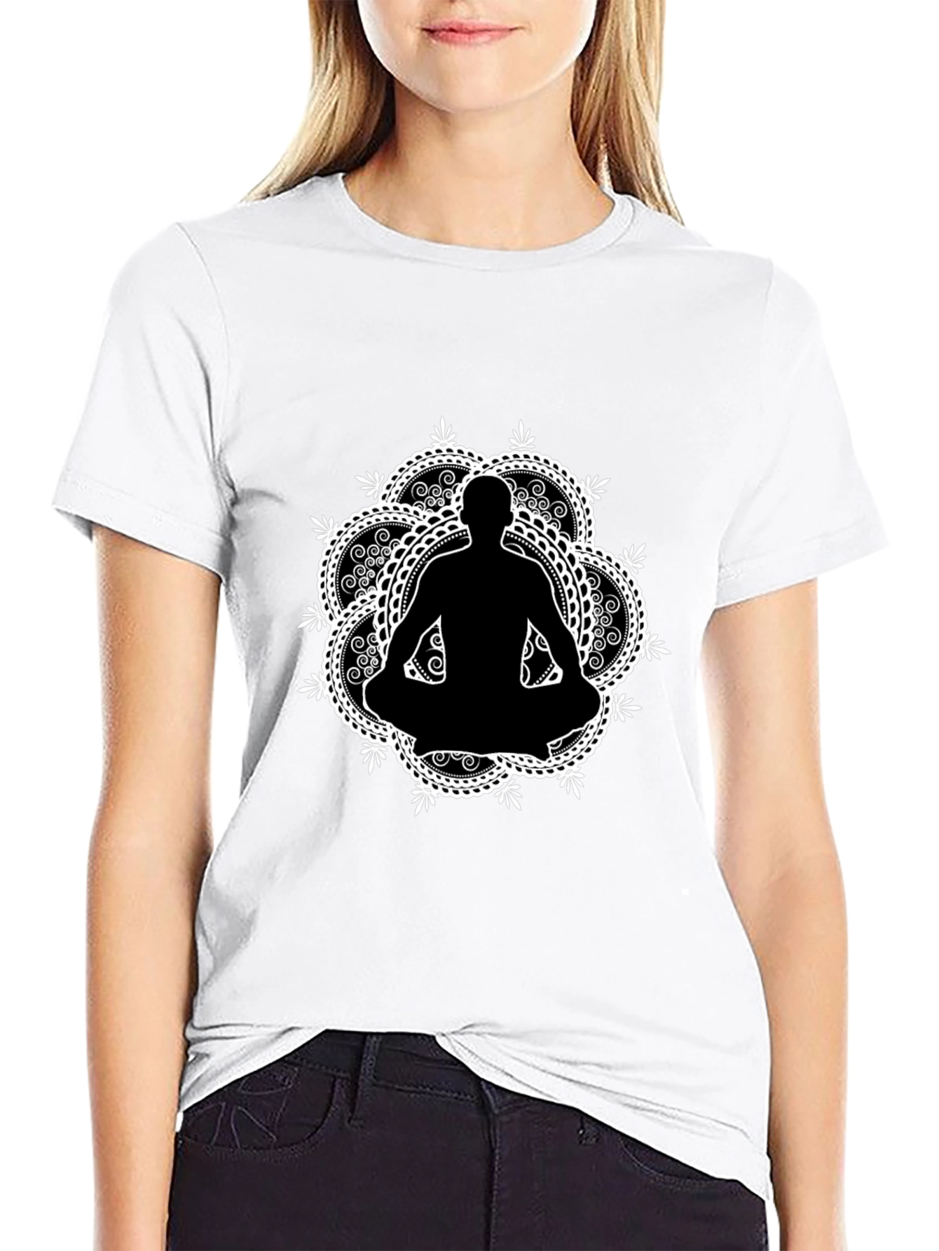 Meditative Mandala T-Shirt - Black Yoga Tee