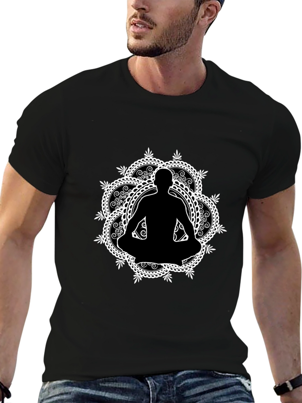 Meditative Mandala T-Shirt - Black Yoga Tee