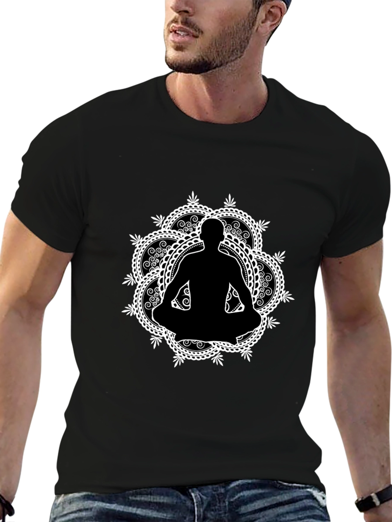 Meditative Mandala T-Shirt - Black Yoga Tee