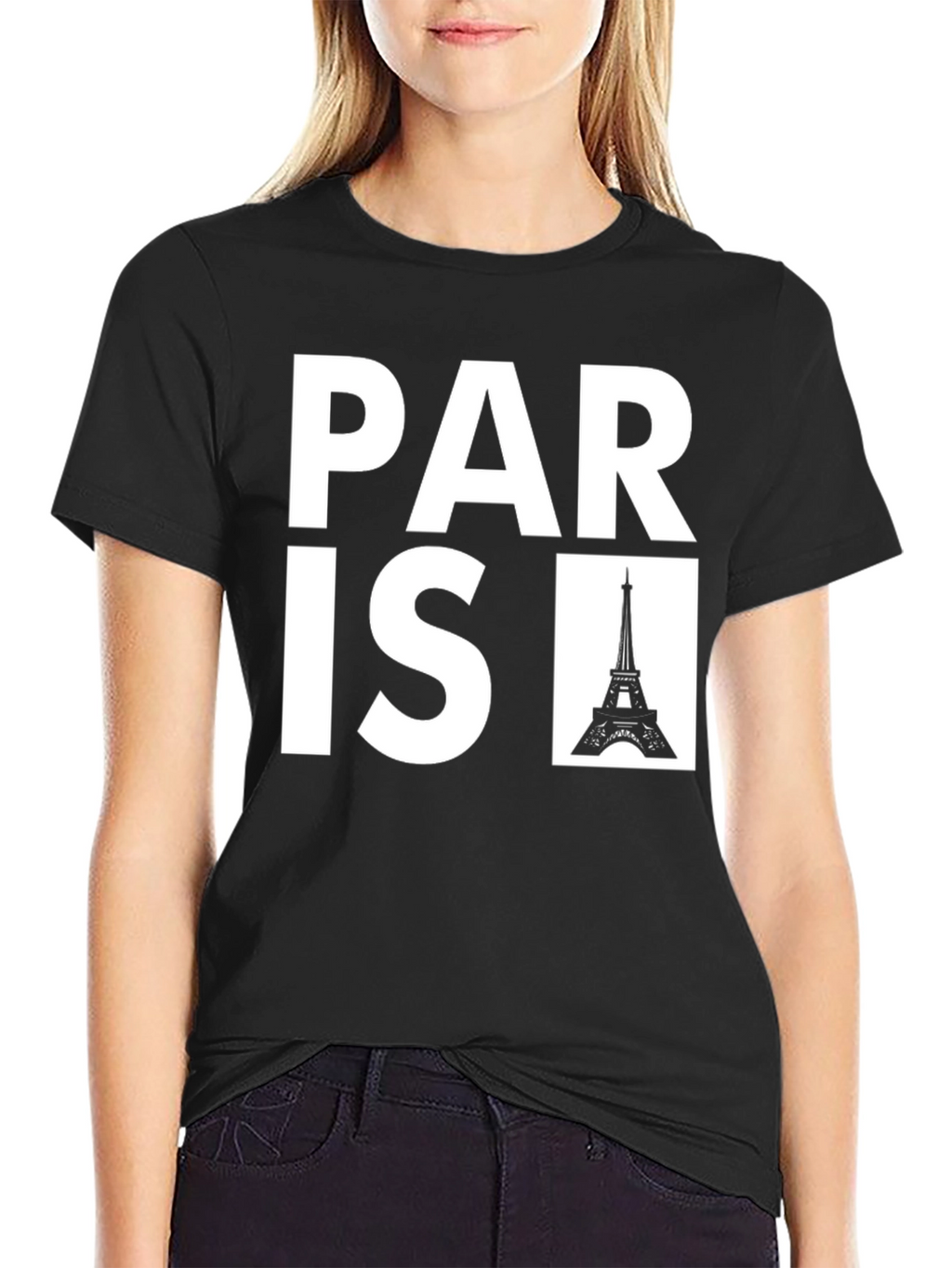Paris Eiffel Tower Black Graphic Tee
