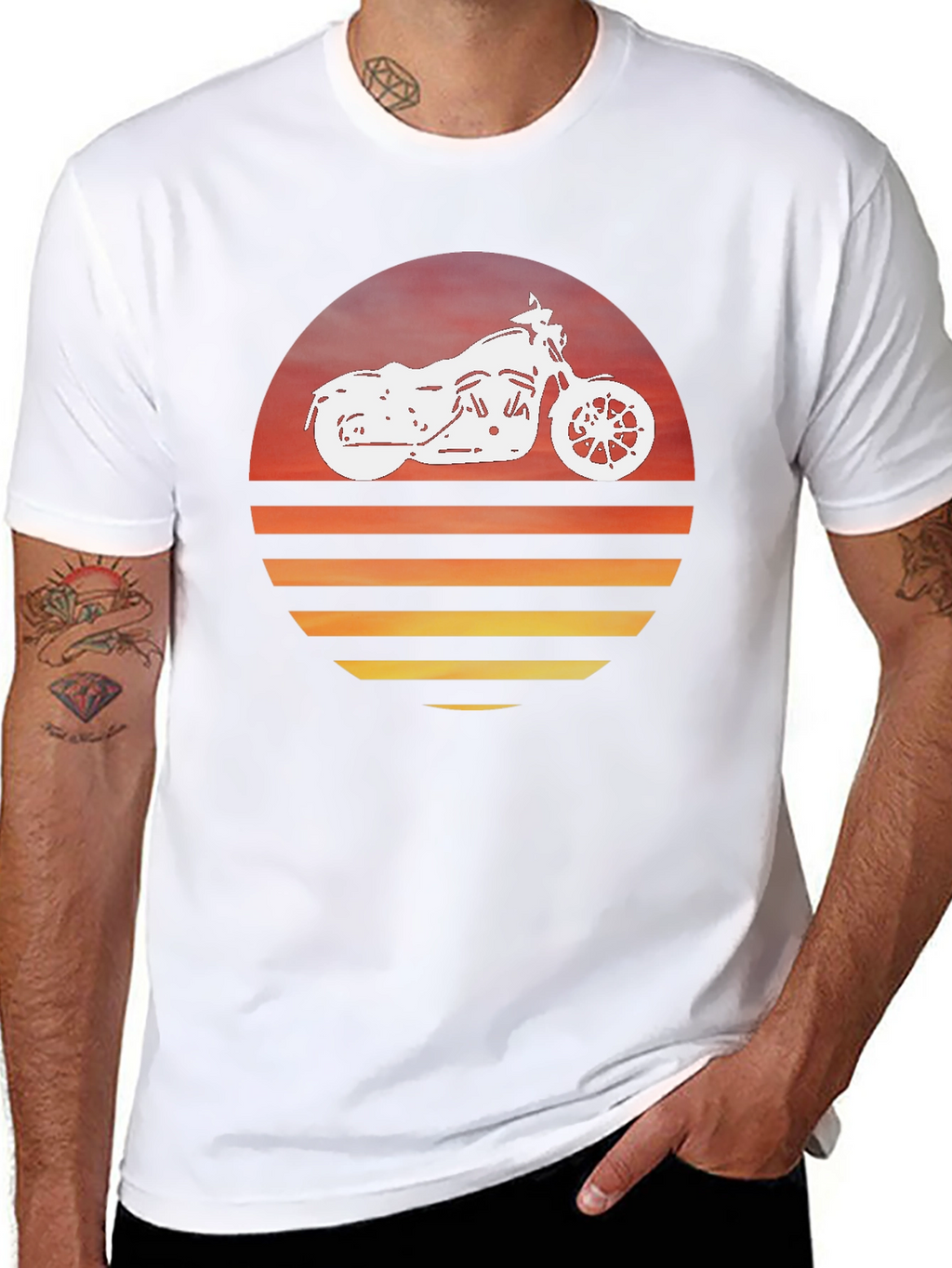 Motorcycle Sunset Graphic Tee - Ride in Style!