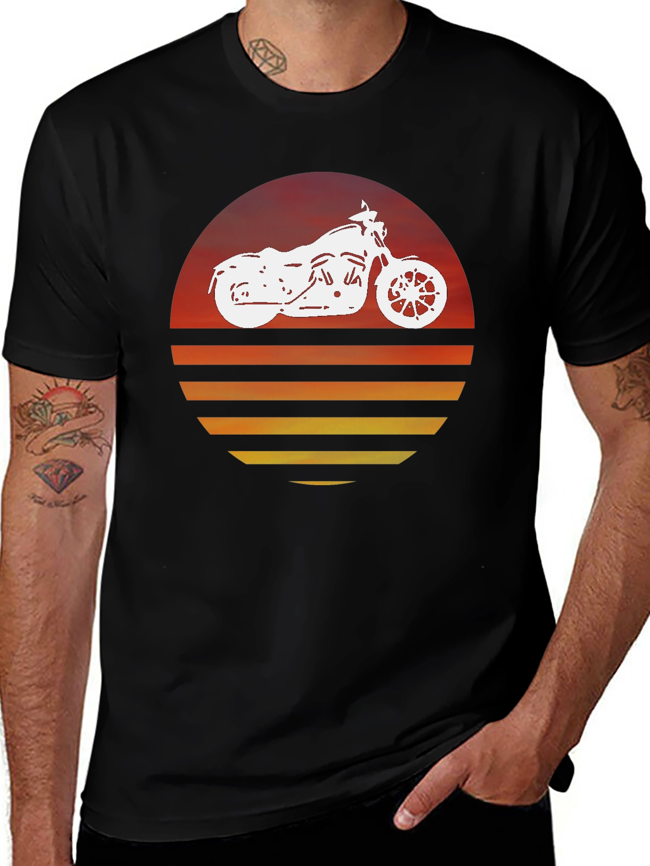Motorcycle Sunset Graphic Tee - Ride in Style!