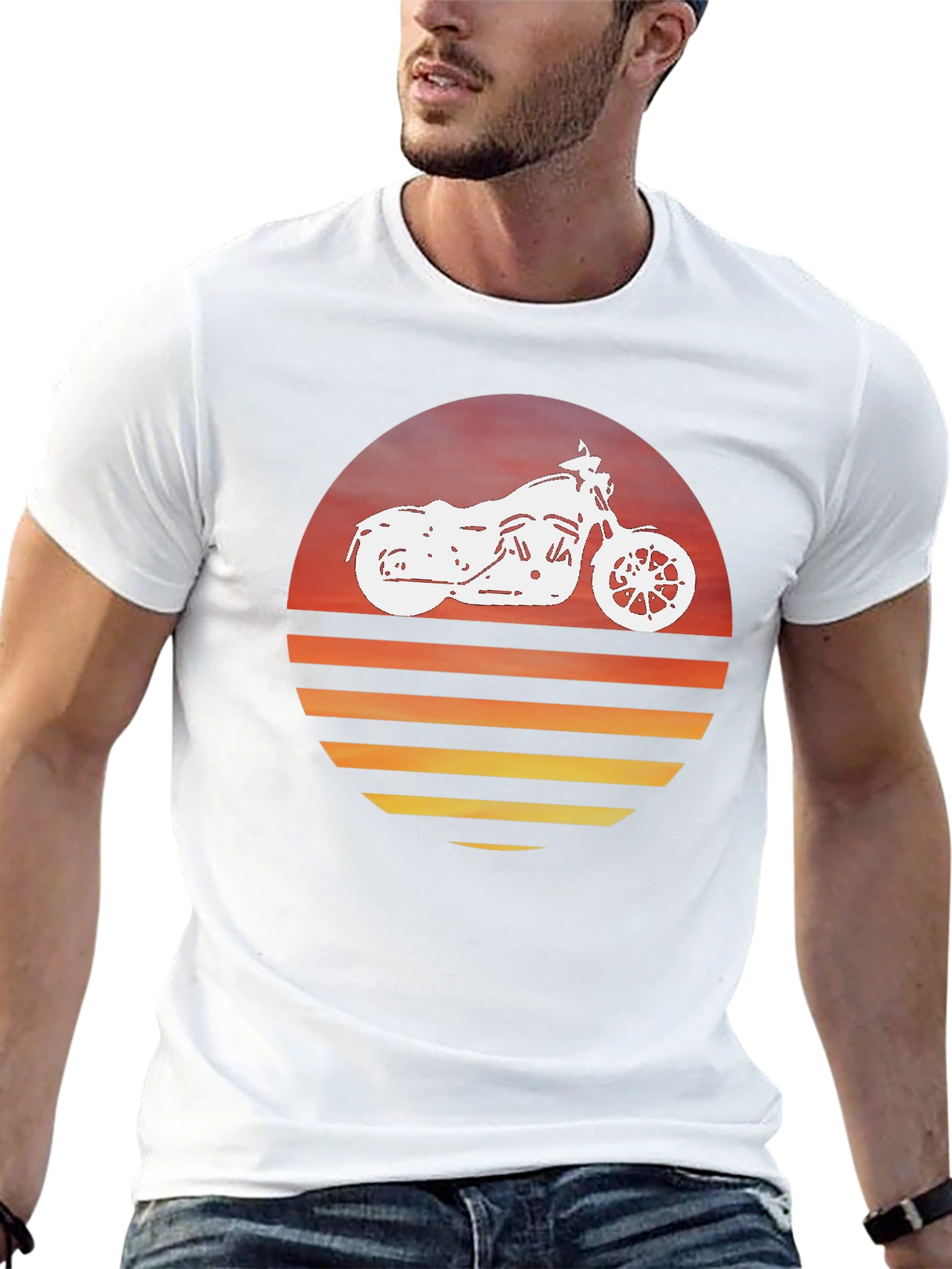 Motorcycle Sunset Graphic Tee - Ride in Style!