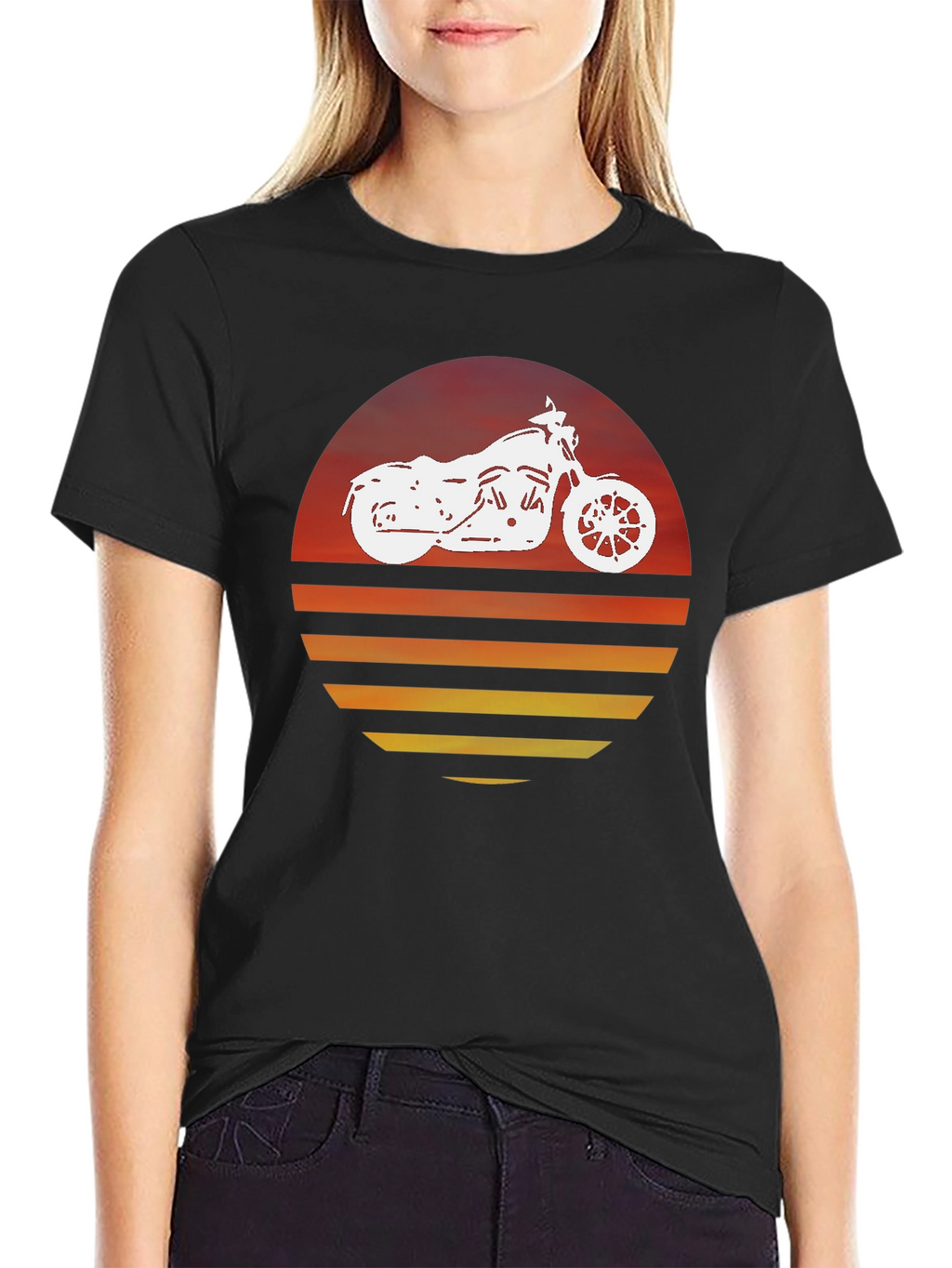 Motorcycle Sunset Graphic Tee - Ride in Style!