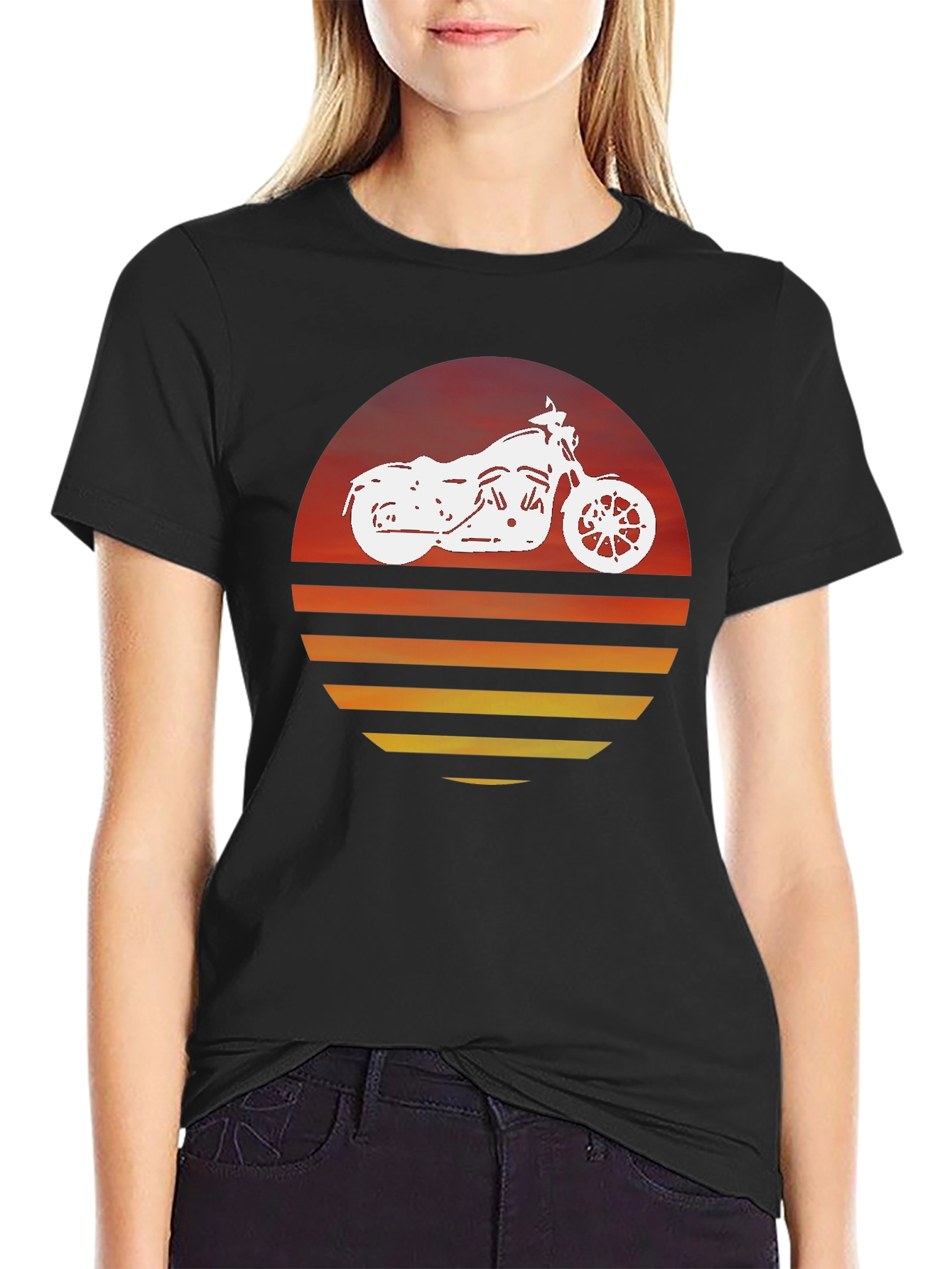 Motorcycle Sunset Graphic Tee - Ride in Style!