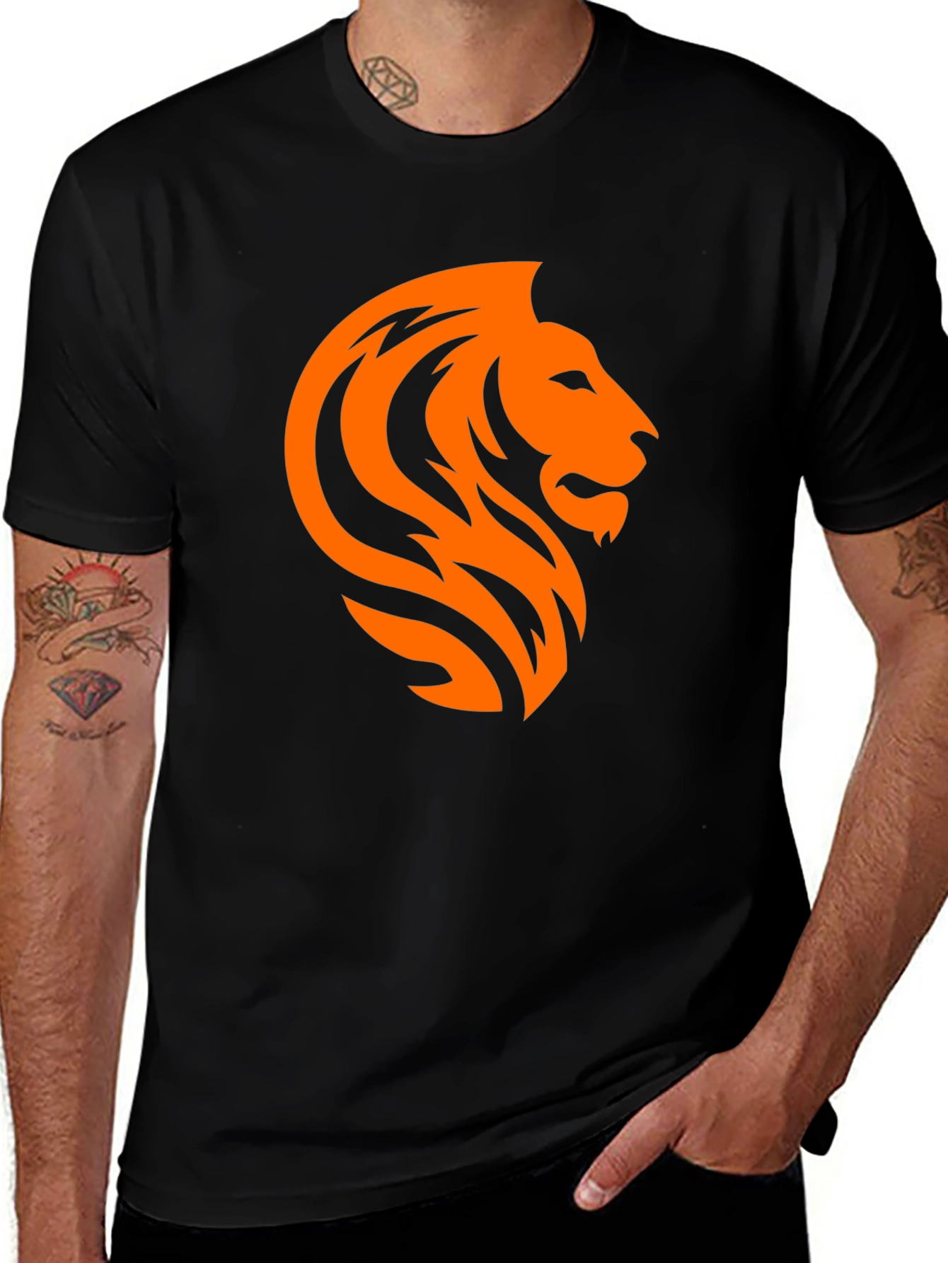Lion Graphic Black T-Shirt - Mens Fashion