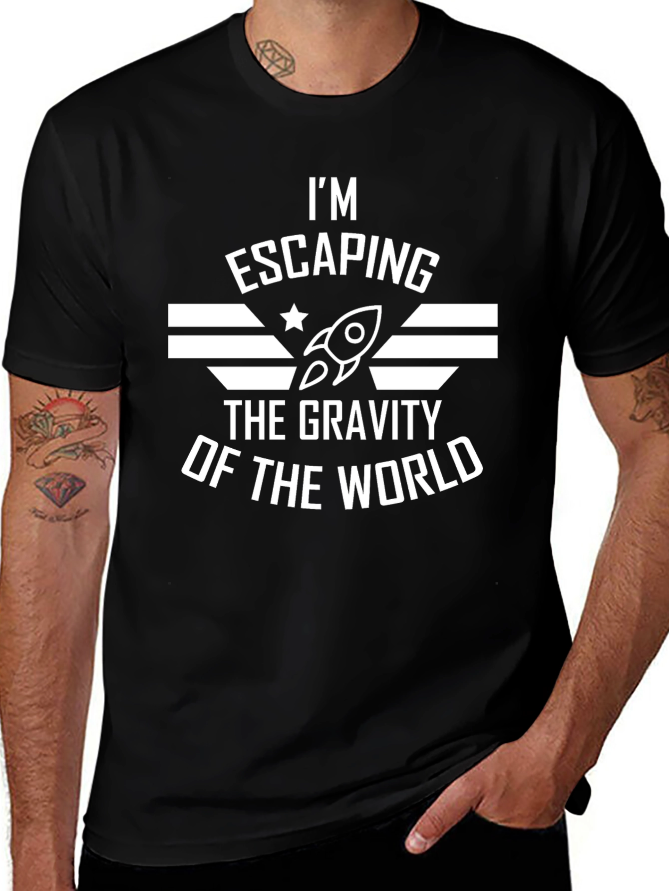 Escaping Gravity Graphic Tee - Space Rocket T-Shirt