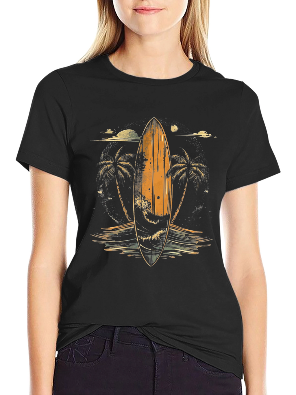 Surfboard Palm Tree Graphic Tee