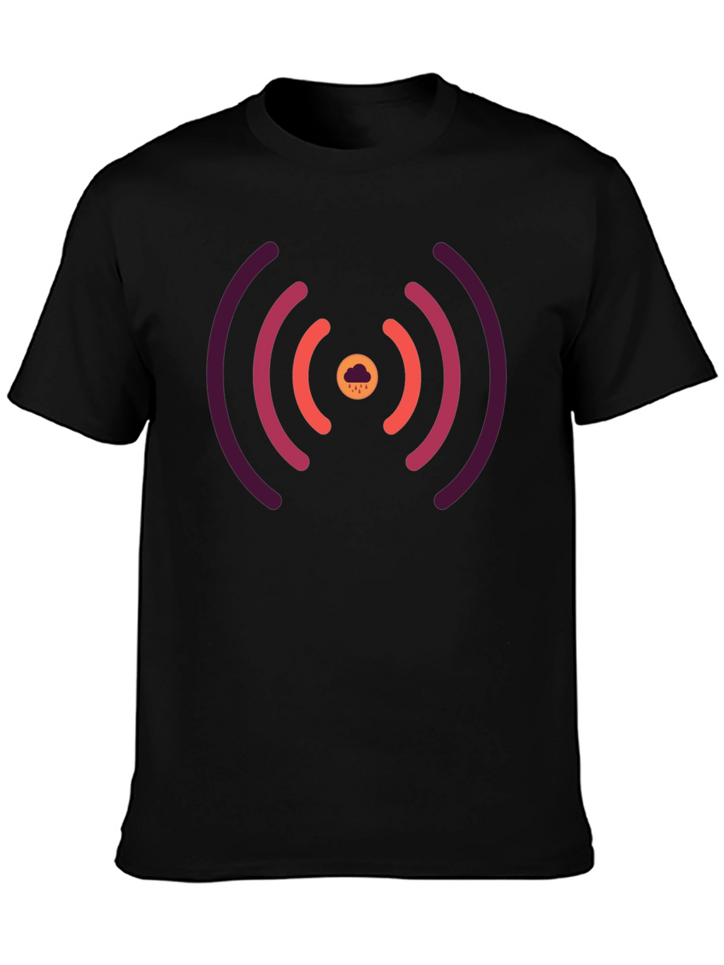Stylish Black Tee with Unique Signal Cloud Design