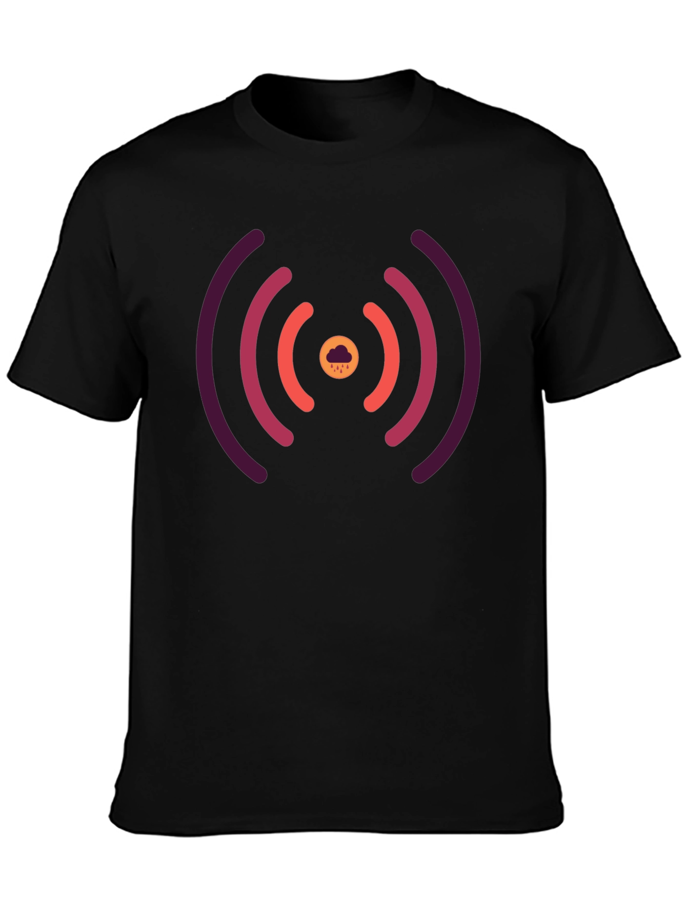 Stylish Black Tee with Unique Signal Cloud Design