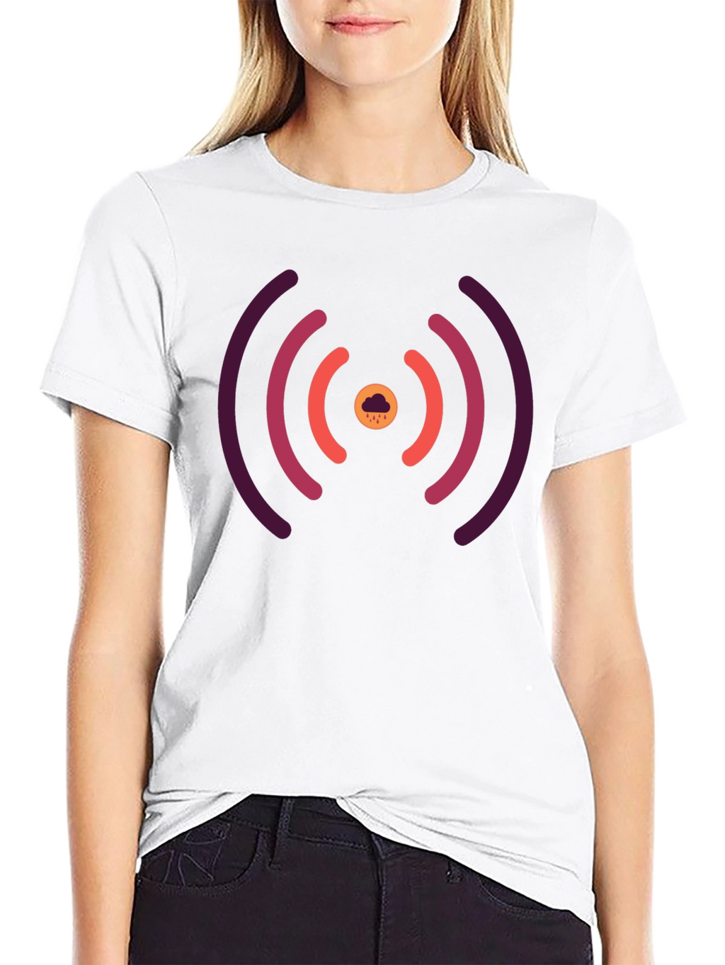 Stylish Black Tee with Unique Signal Cloud Design