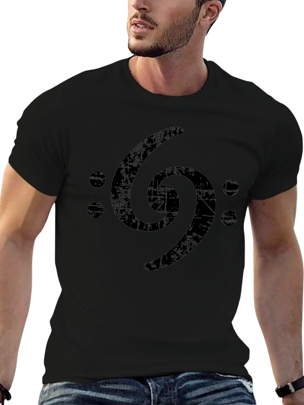 Bass Clef Symbol Graphic Tee - Black