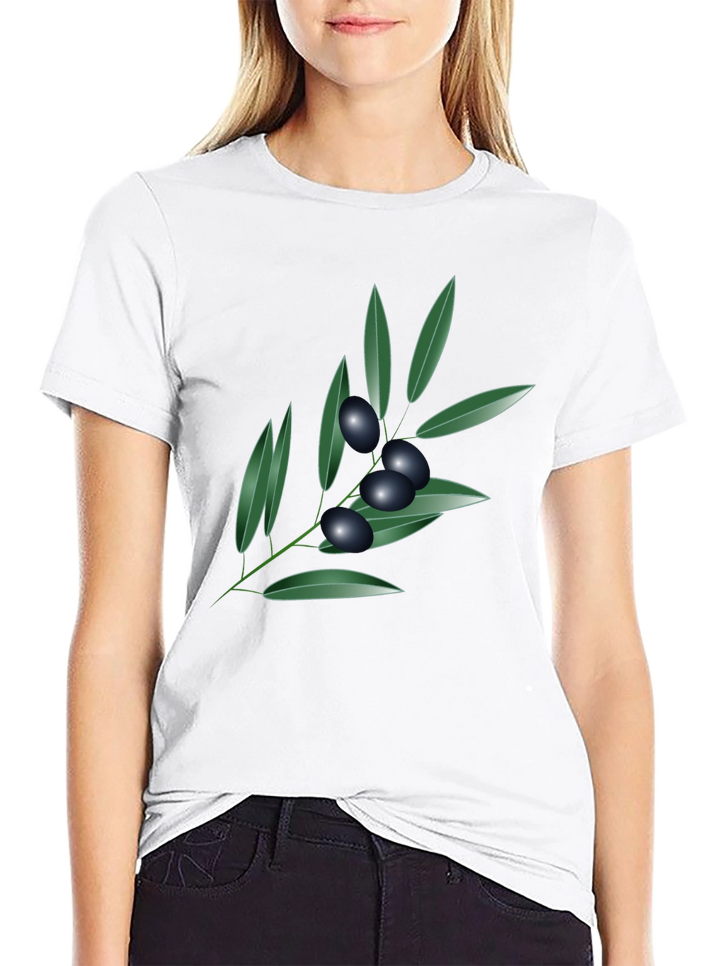 Olive Branch Graphic Tee - Black Cotton Blend