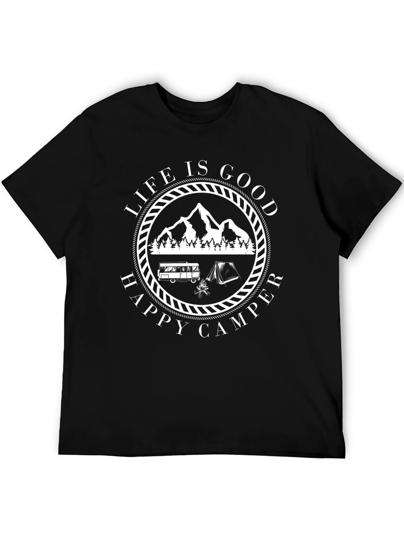 Life Is Good Happy Camper Graphic Tee - Black