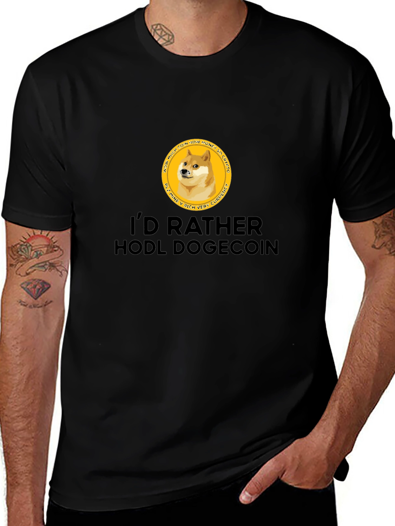 Id Rather HODL Dogecoin Black T-Shirt