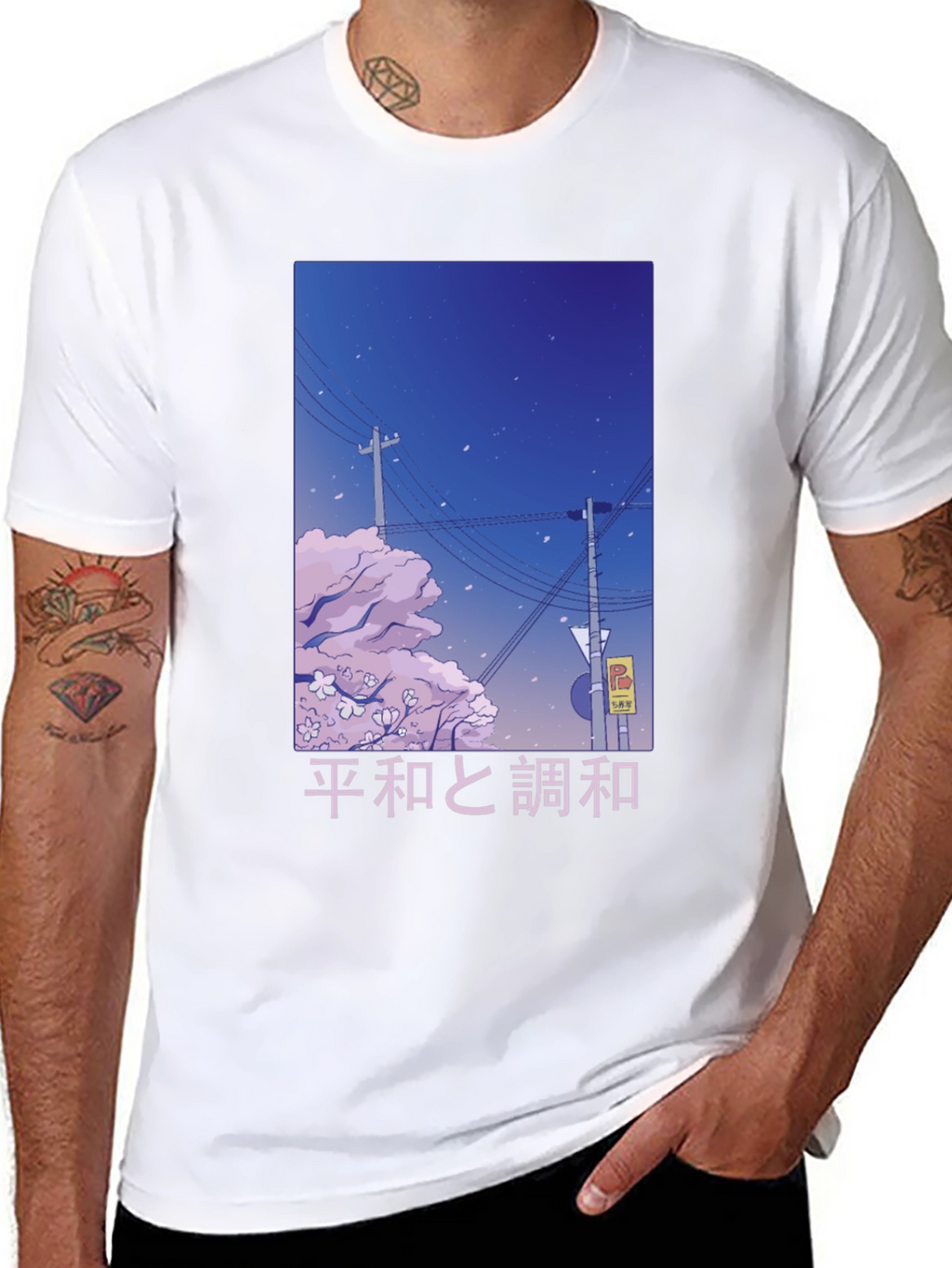 Anime-Inspired Peace and Harmony Graphic T-Shirt