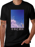 Anime-Inspired Peace and Harmony Graphic T-Shirt