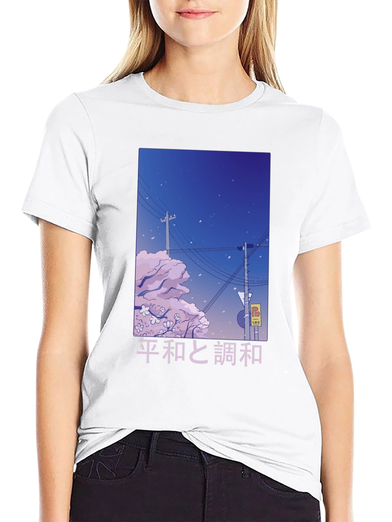 Anime-Inspired Peace and Harmony Graphic T-Shirt