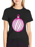 Festive Holiday Ornament Graphic Tee - Black
