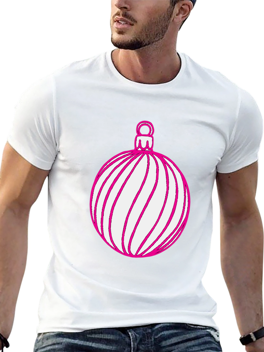 Festive Holiday Ornament Graphic Tee - Black