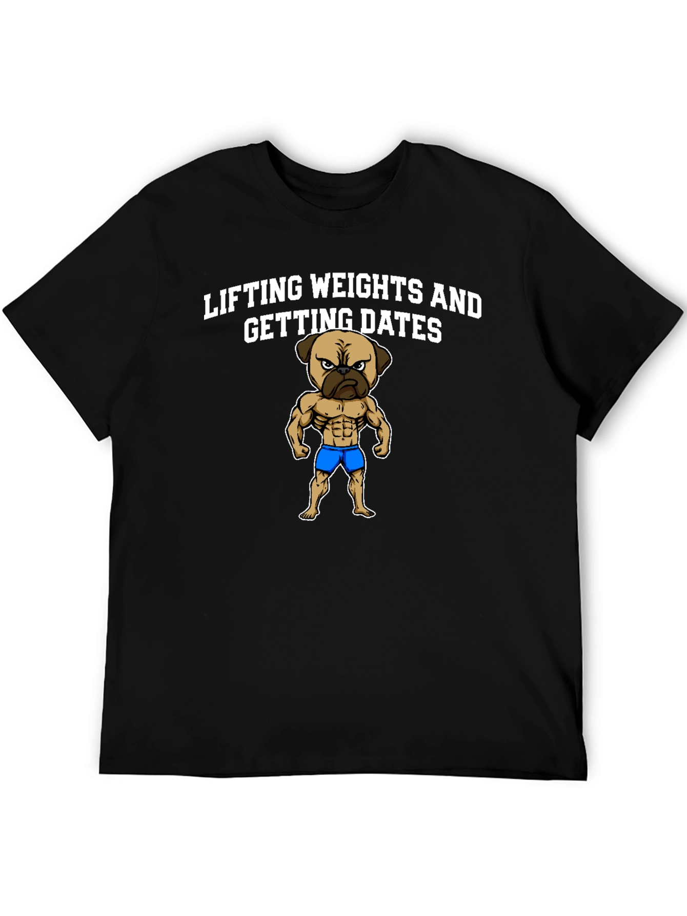 Lifting Weights Pug Graphic T-Shirt