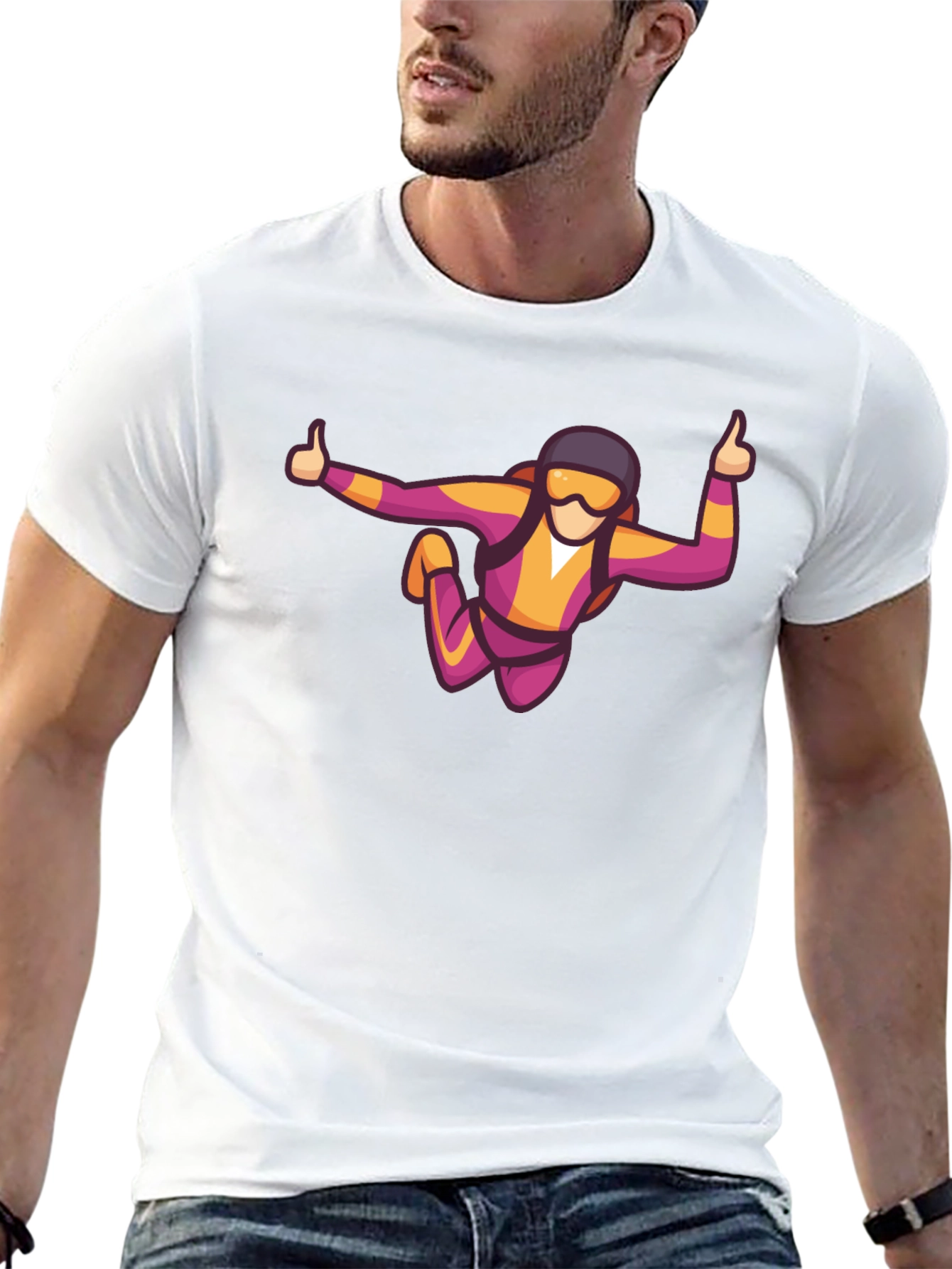 Skydiving Graphic Tee - Black Casual T-Shirt