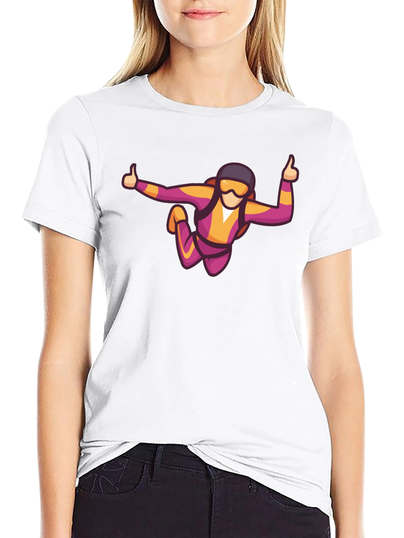 Skydiving Graphic Tee - Black Casual T-Shirt