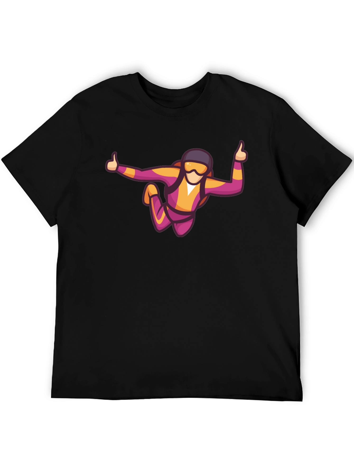 Skydiving Graphic Tee - Black Casual T-Shirt